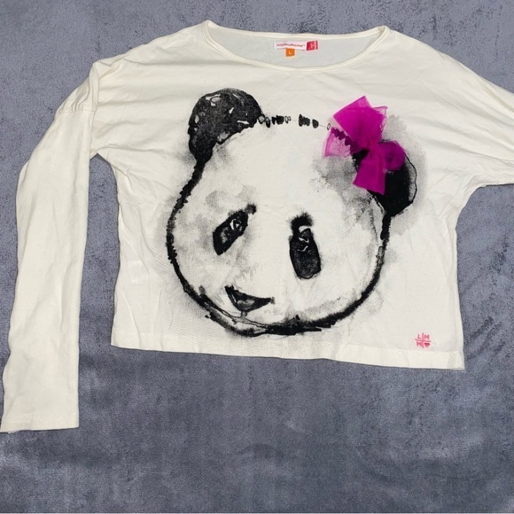 Little Miss‎ Matched panda top long sleeve cropped tee girls large
